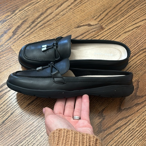 NWOT EASY SPRIT PATTI LEATHER SQUARE TOE MULES IN BLACK, SIZE 8.5 - Picture 7 of 7